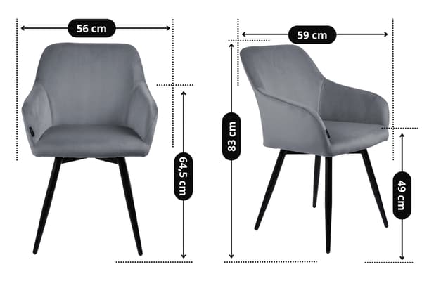 ESMO verhoiltu pyörivä tuoli, velour, harmaa