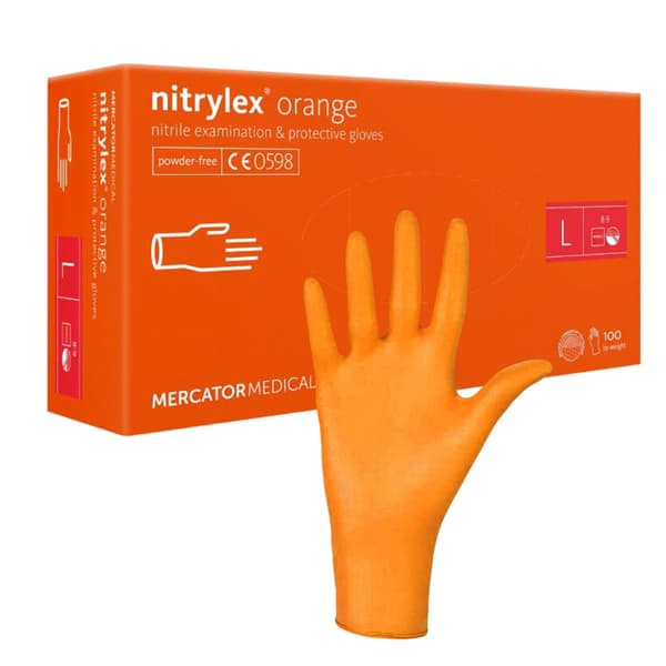 Mercator Nitrylex oranssit nitriilikäsineet L 100 kpl