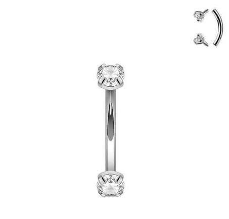 Titanium banan - hvid zirkon - TB-012 1.2/10/3