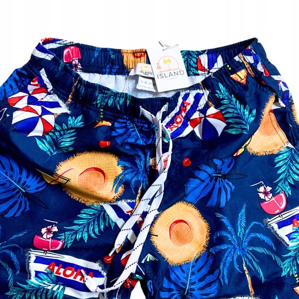 Hawaiianske ungdomsshorts i net med slim fit M