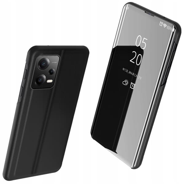 Clear View-cover til Xiaomi Redmi Note 12 5G / Poco X5 5G Flipcover Sort