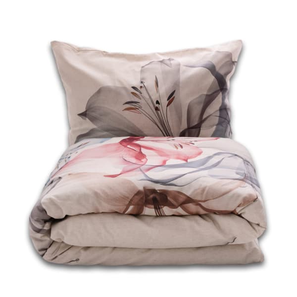 Pellavavuodevaatteet LEN-kuvio 220x200 Liljat 02