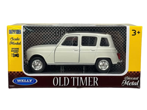 Welly VANHA timer renault 4 valkoinen 1:34 43741