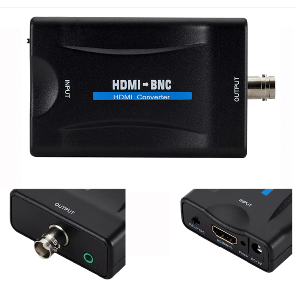 Konverter fra HDMI til BNC + audio jack 3,5 mm