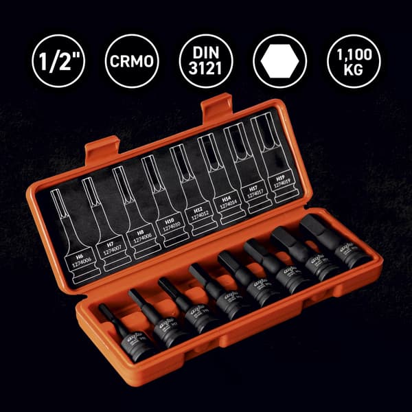 MJW 1/2" HEX slagtopsæt, langt