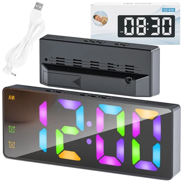 Digital RGB LED-väckarklocka - DAC8 - Svart