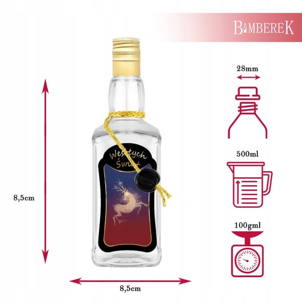 10 st JULDANIELS 500ML PREMIUMDEKORERADE glasflaskor för vodka