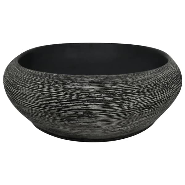 vidaXL bordvask, grå og sort, oval, 59x40x14 cm