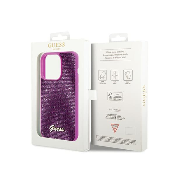 Guess Disco Metal Script - iPhone 14 Pro cover (fuchsia)