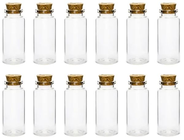 Glasflaskor med kork 7,5 cm 12 st.