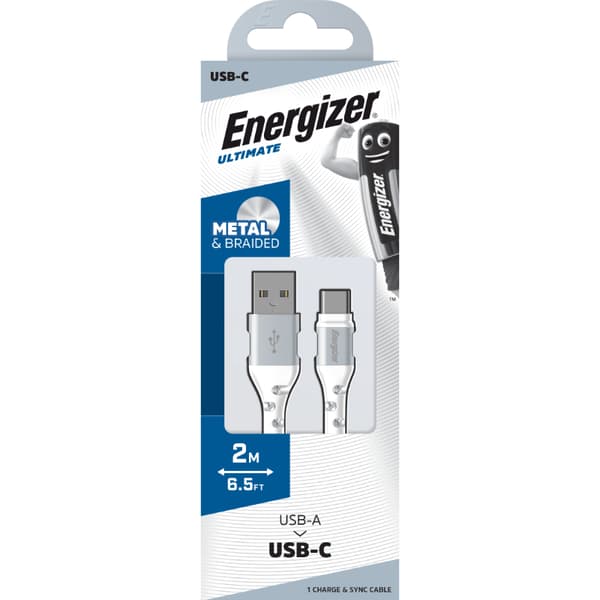Energizer Ultimate - USB-A till USB-C anslutningskabel 2m (vit)