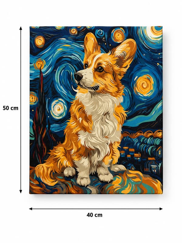Magic Korgi målning med siffror och ram 40x50 cm