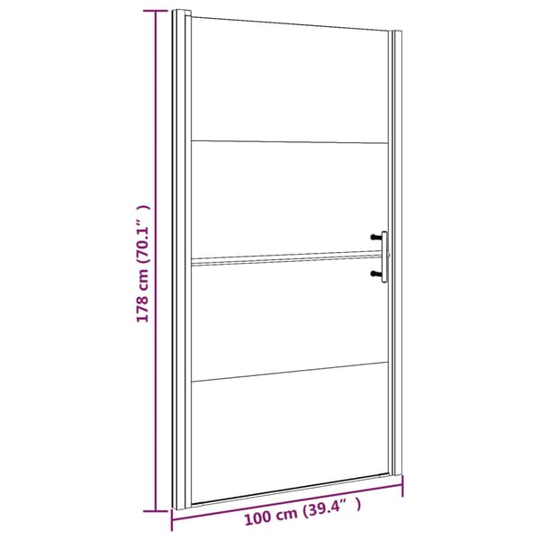 vidaXL Duschdörr, 100x178 cm, härdat halvfrostat glas