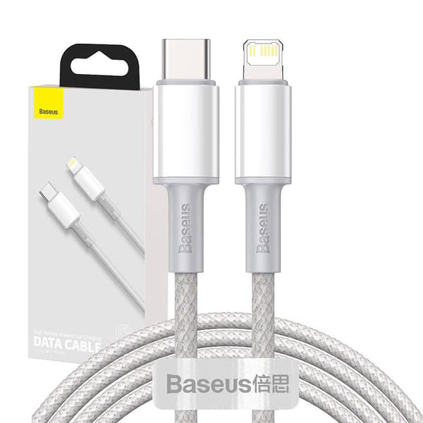 Baseus Højdensitetsflettet USB-C til Lightning-kabel, 20W, PD, 2m (hvid)