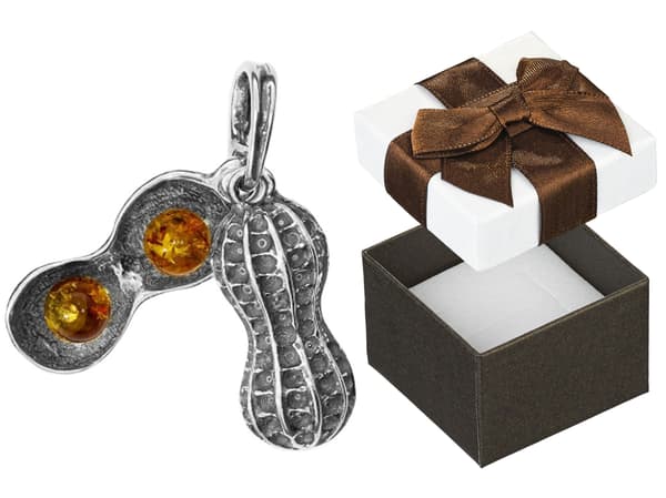 Silverhängsmutter med bärnstensfärgad oxiderad silverhängsmutter
