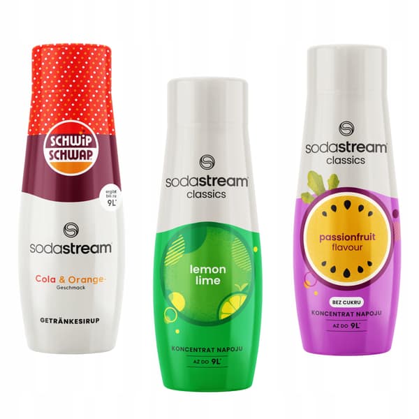 Set med 3 Sodastream Schwip Schwap-koncentrat + Citronlime + Passionsfrukt