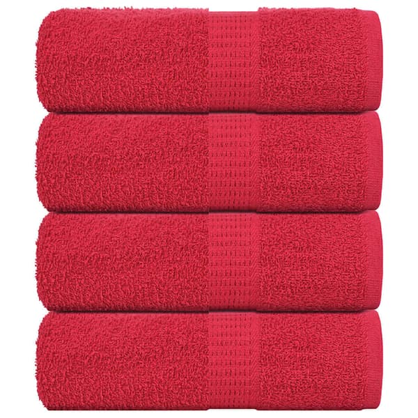 vidaXL håndklæder, 4 stk., røde, 30x30 cm, 100% bomuld