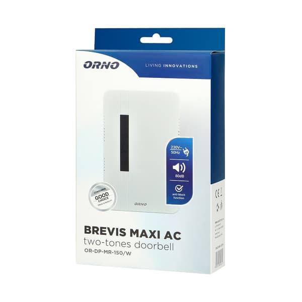 ELEKTROMEKANISK TVÅFÄRSIG KLOCKA 230V VIT BREVIS MAXI - ON-150/W