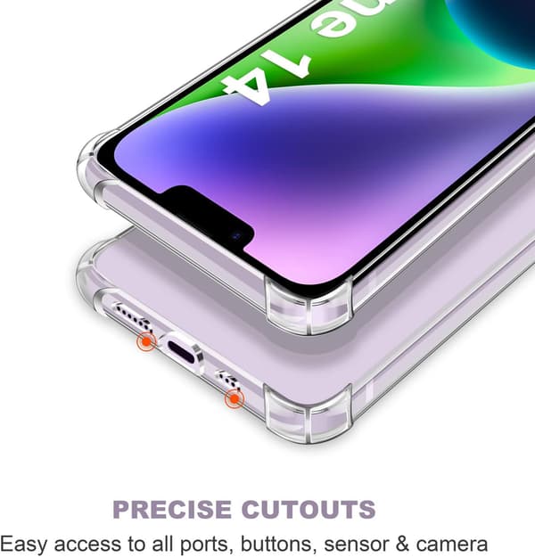 ETUI TIL APPLE IPHONE 14 KLAR + 3x HÆRDET GLAS A2882 A2649