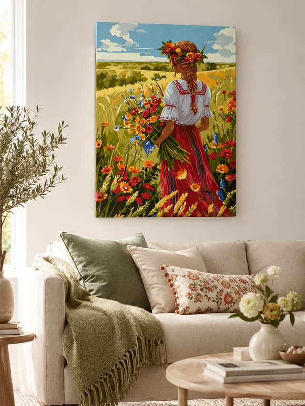 MÅLNING MED SIFFROR MED RAM Tavlor för målning - Skördeflicka 40x50 cm