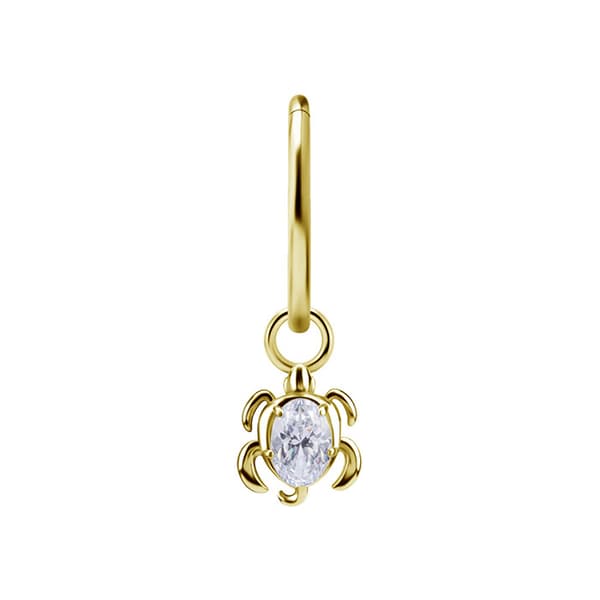 Berlocker - CoCr NF - sköldpadda med vit zirkon - guld - D-084