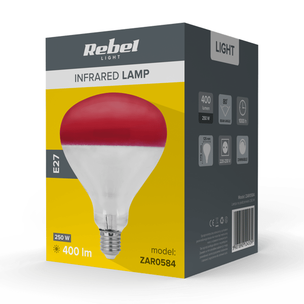 Infrapunalamppu kana 250W punainen R125 Rebel