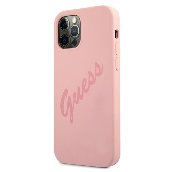 Guess GUHCP12LLSVSPI iPhone 12 Pro Max 6,7 pink hårdt etui Script Vintage