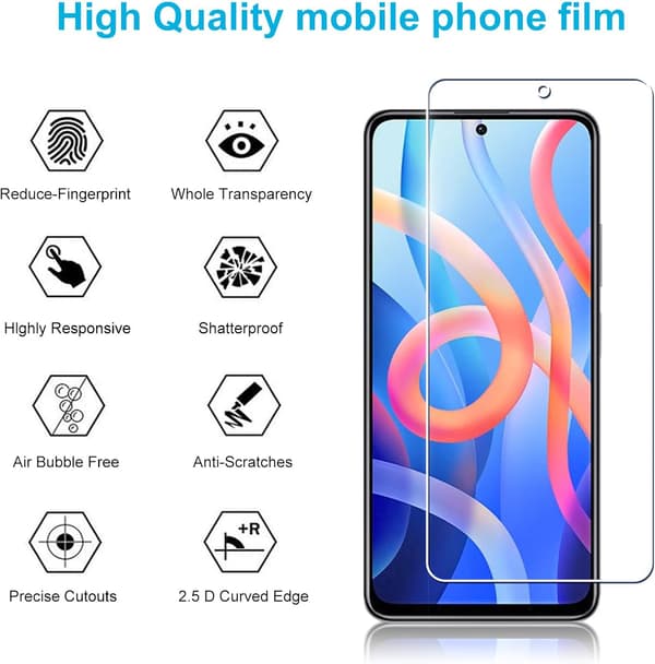 4x Härdat glas för XIAOMI REDMI NOTE 11 med högt stötskydd
