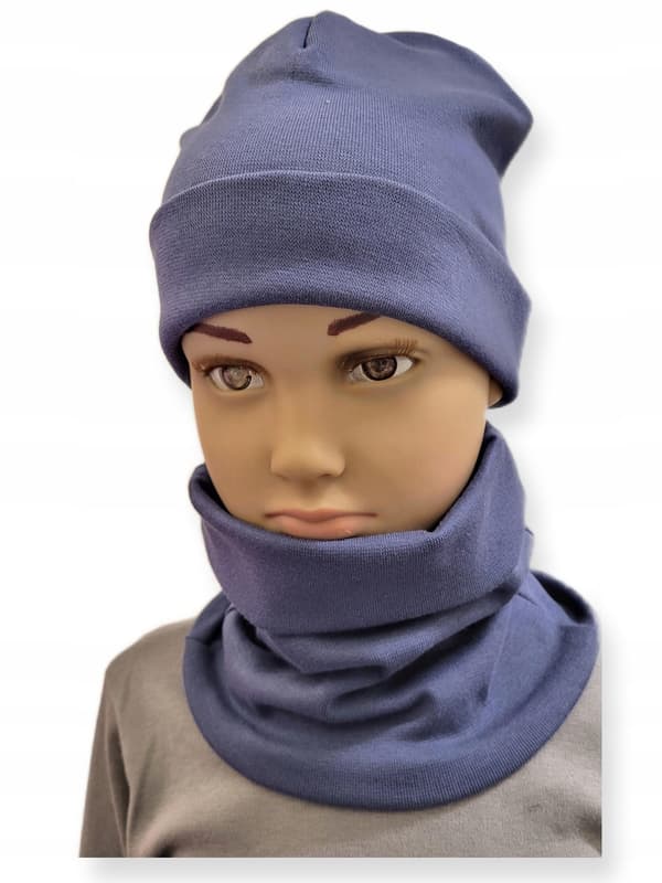 Set Hatt + Halsduk barnset storlek 52-56 dubbel jeans