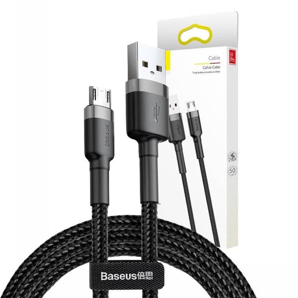 Baseus Cafule USB till Micro USB-kabel 2.4A 1m (grå-svart)