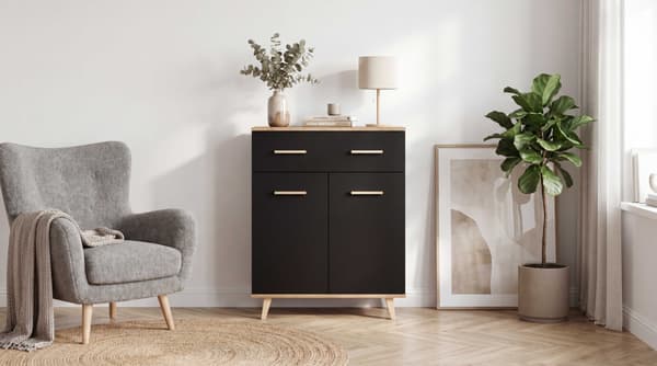 KOMMODE TIL STUE 73 CM SORT EGEGRUND WOTAN MODERNE LOFTSKAB