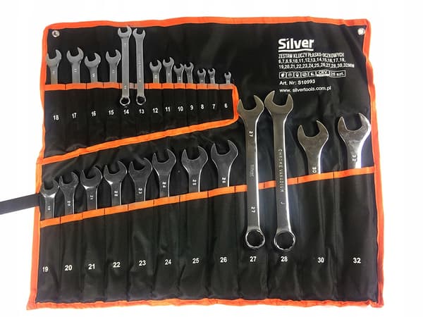 Kombinationsnøgler 25 dele 6-32 mm flad etui sæt