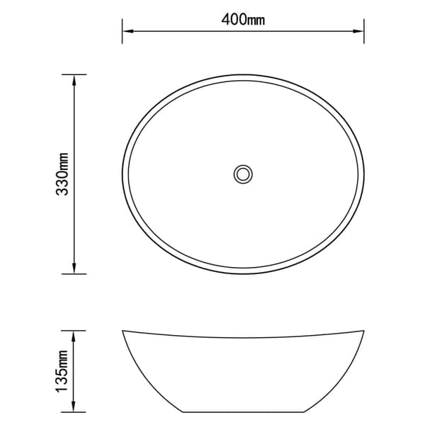vidaXL luksus håndvask i keramik oval sort 40 x 33 cm