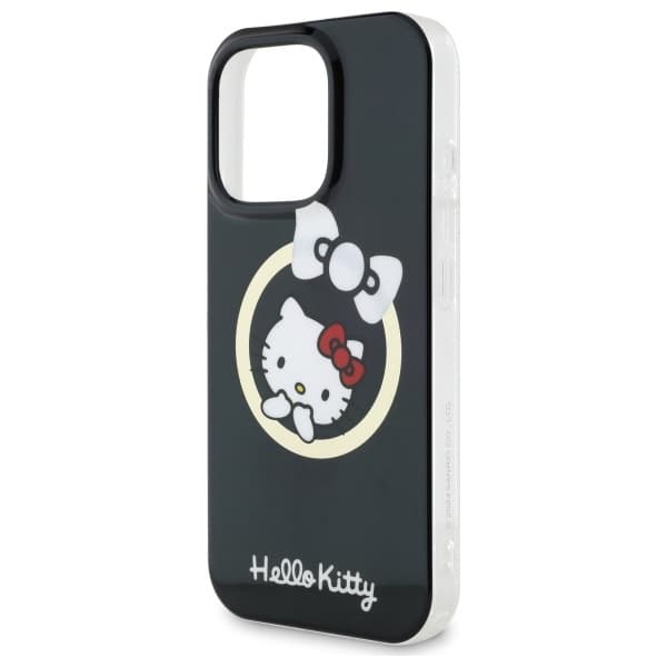 Hello Kitty HKHMP16LHFLBK iPhone 16 Pro 6,3 sort/sort hårdt cover IML Fun sløjfe Magsafe