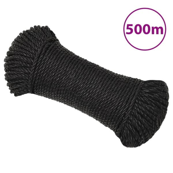 vidaXL Arbetsrep, Svart, 3 mm, 500 m, Polypropylen