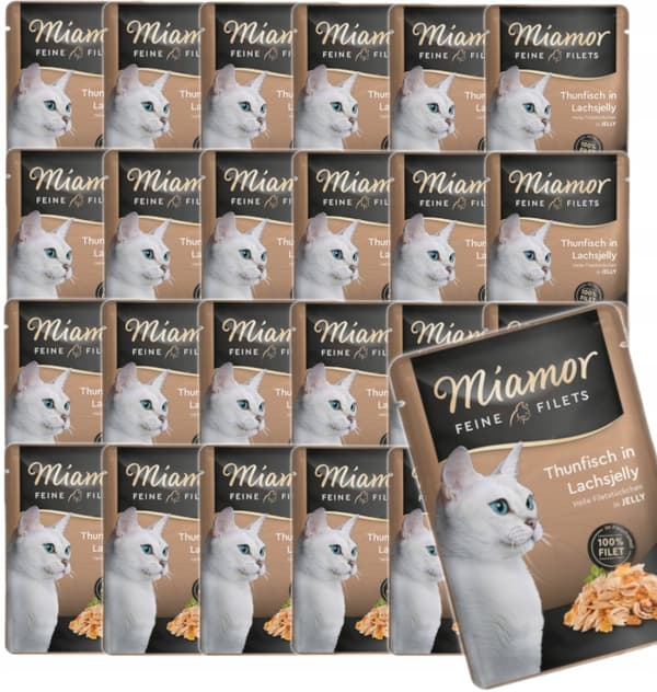 Våtfoder för katter MIAMOR Tonfiskfiléer i laxgelé 24x100g