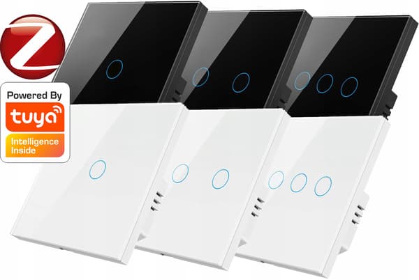 ZigBee TUYA Touch-afbryder 2-kreds sort # L+N