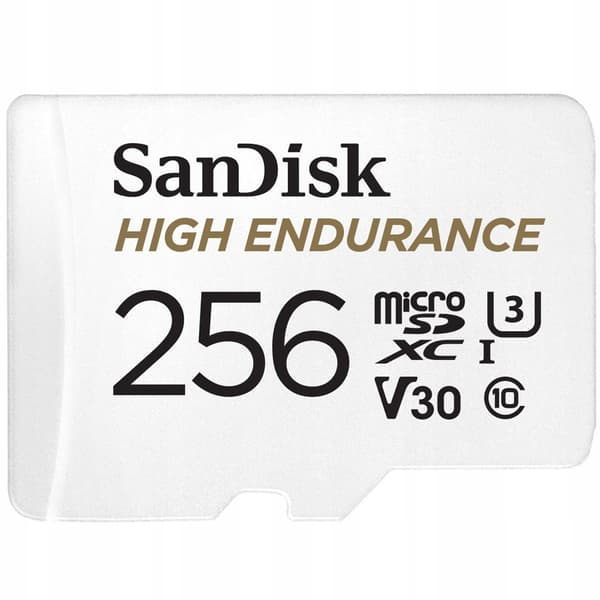 Sandisk High Endurance 256 GB V30 microSDXC minneskort, vitt