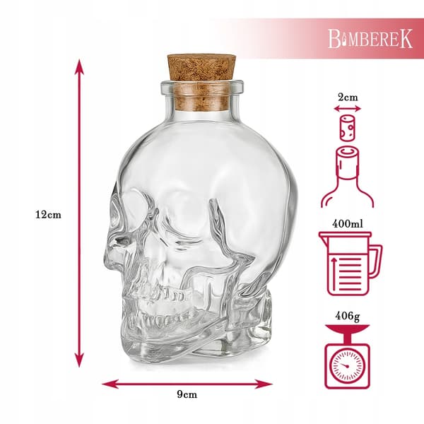 5x Glasskallekaraff 400ml Flaskor för Alkohol Vin Presentdekoration