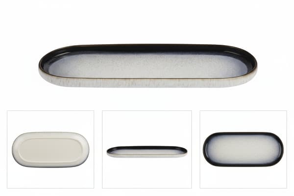 KERAMISKT TALLRIK 40 CM LUNA LINE OVAL STOR FÖR SERVERING