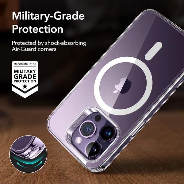 FODRAL TILL APPLE IPHONE 14 PRO MAX TRANSPARENT MAGNETISK BAKSIDA MAGSAFE