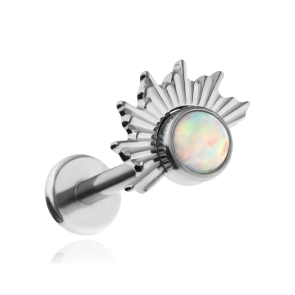Titanium Labret Ørering med Opal Sølv Helix Conch Lobe 1.2/8