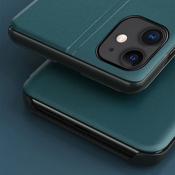 Eco Leather View Case elegant flipfodral med stativfunktion iPhone 13 Pro Max blå