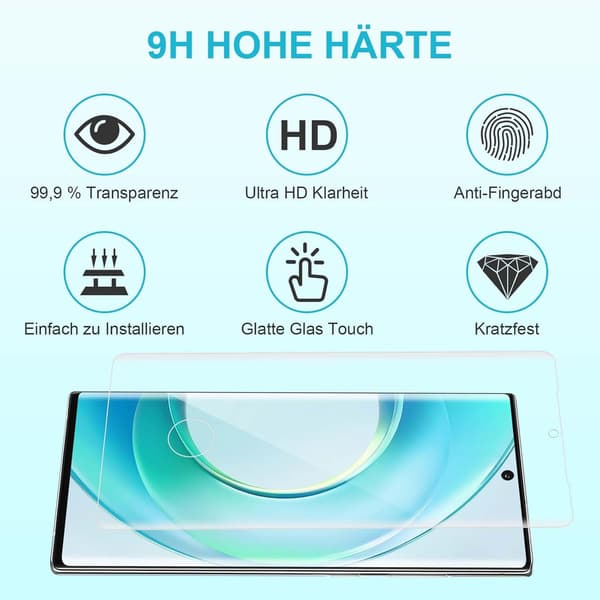 2x 9H HÄRDAT GLAS FÖR SAMSUNG GALAXY NOTE 10+ RUNDADE KANTER