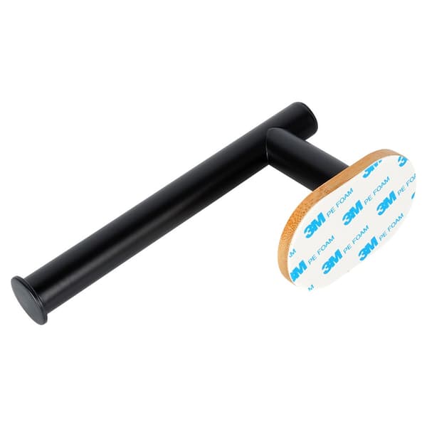 Toapapperhållare stål bambu svart 17 cm