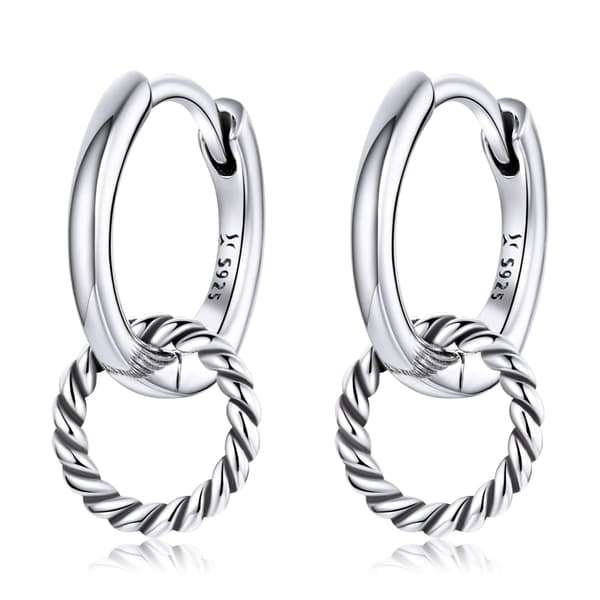 Silverörhängen med DUBBLA ringar och eleganta spännen i silver 925