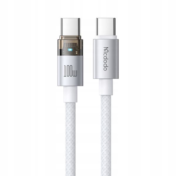 MCDODO USB-C-KABEL SNABBLADDNING USB TYP C 5A 100W 1M LED VIT