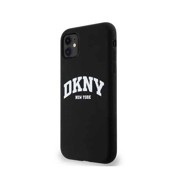 DKNY Flydende Silikone Hvid Trykt Logo MagSafe - iPhone 11 Etui (Sort)
