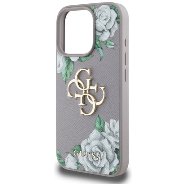 Guess Grained Roses Big 4G Logo Cover til iPhone 16 Pro Max Lilla