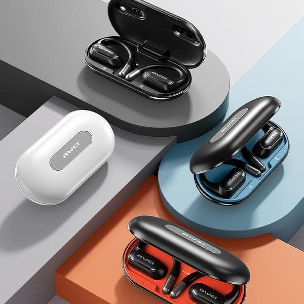 AWEI Bluetooth 5.4 hovedtelefoner OWS T93+ dockingstation sort/sort